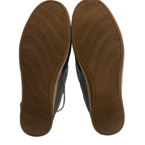 Sperry Top-Sider Boat Shoes Brown Leather Gray Canvas Preppy Coastal Womens 7 - Picture 8 of 10